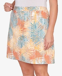 Hearts Of Palm Plus Printed Tech Stretch Pull On Skirt