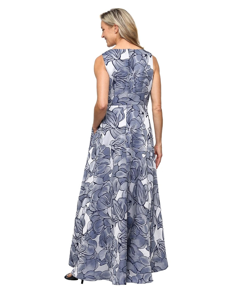 Sl Fashions Petite V-Neck Sleeveless Ball Gown