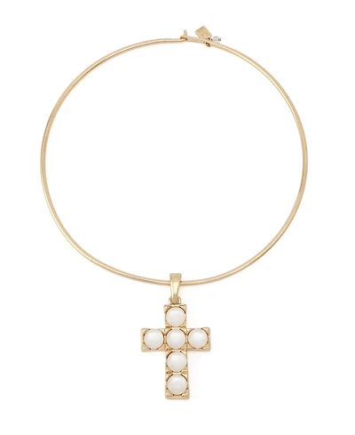 Robert Lee Morris Soho Mother of Pearl Cross Pendant Wire Necklace