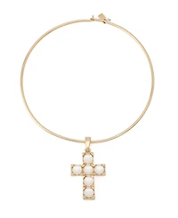 Robert Lee Morris Soho Mother of Pearl Cross Pendant Wire Necklace