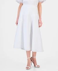 Anne Klein Women's Linen-Blend Pull-On A-Line Midi Skirt