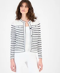 Anne Klein Women's Stitch Stripe Button-Front Cardigan