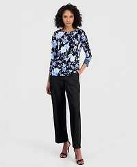 Anne Klein Women's Printed 3/4-Sleeve Boat-Neck Top
