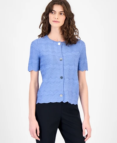 Anne Klein Women's Zigzag Short-Sleeve Cardigan