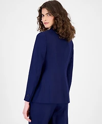 Anne Klein Women's Linen-Blend One-Button Notched-Collar Blazer