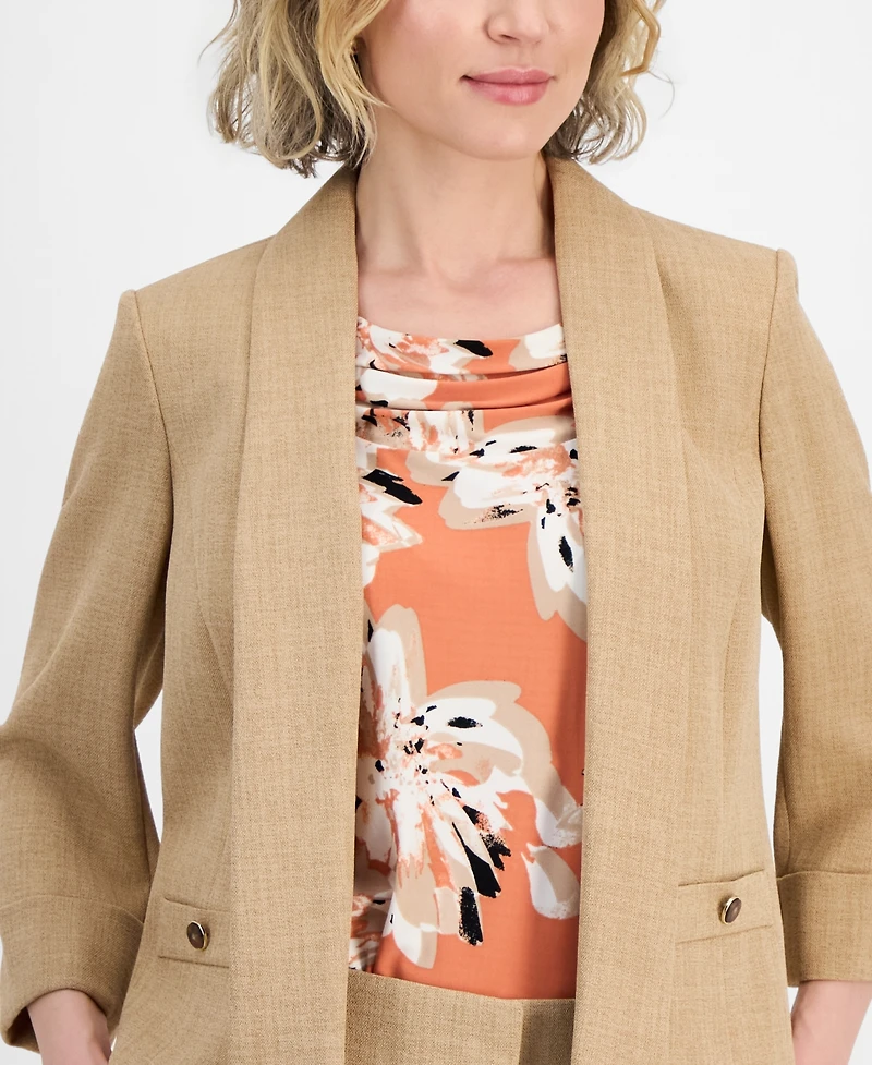 Kasper Women's Cuffed 3/4-Sleeve Shawl-Collar Blazer
