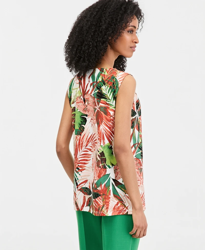 Kasper Women's Pleated Keyhole Top