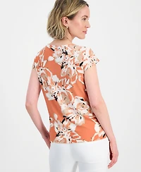 Kasper Women's Cowl-Neck Cap-Sleeve Top