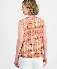 Kasper Women's Printed Keyhole-Neck Top