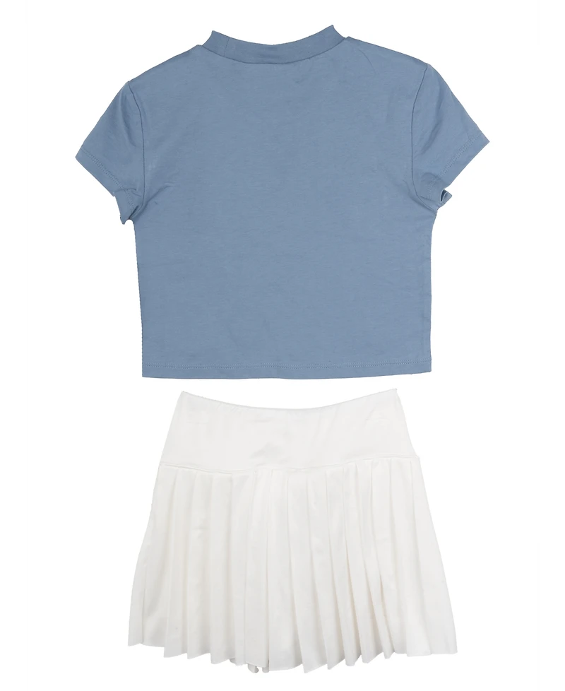 Rare Editions Girls' 4T-6X Graphic T-Shirt and Pleated Skort, 2-Piece Set