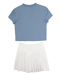 Rare Editions Girls' 4T-6X Graphic T-Shirt and Pleated Skort, 2-Piece Set