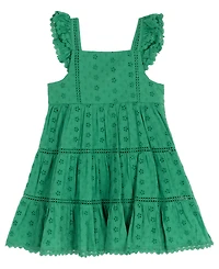 Rare Editions Girls' 2T-6X Eyelet Flutter Sleeves Tiered Dress