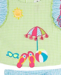 Rare Editions Girls' 2T-6X Flutter-Sleeves Top and Gingham Shorts, 2-Piece Set