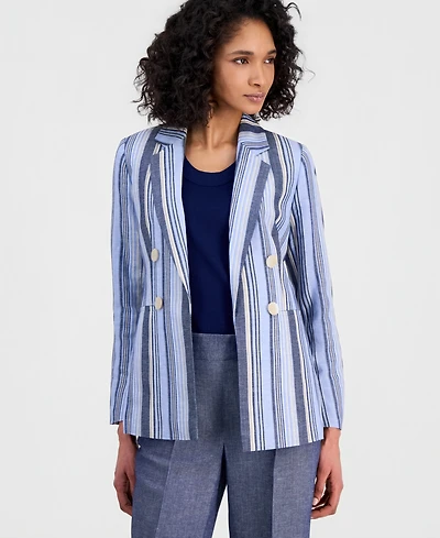 Anne Klein Women's Striped Open-Front Blazer