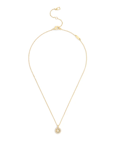 Coach Faux Stone Signature C Mother of Pearl Pendant Necklace