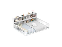 Slickblue Full Kids Floor Bed with Integrated Book Storage