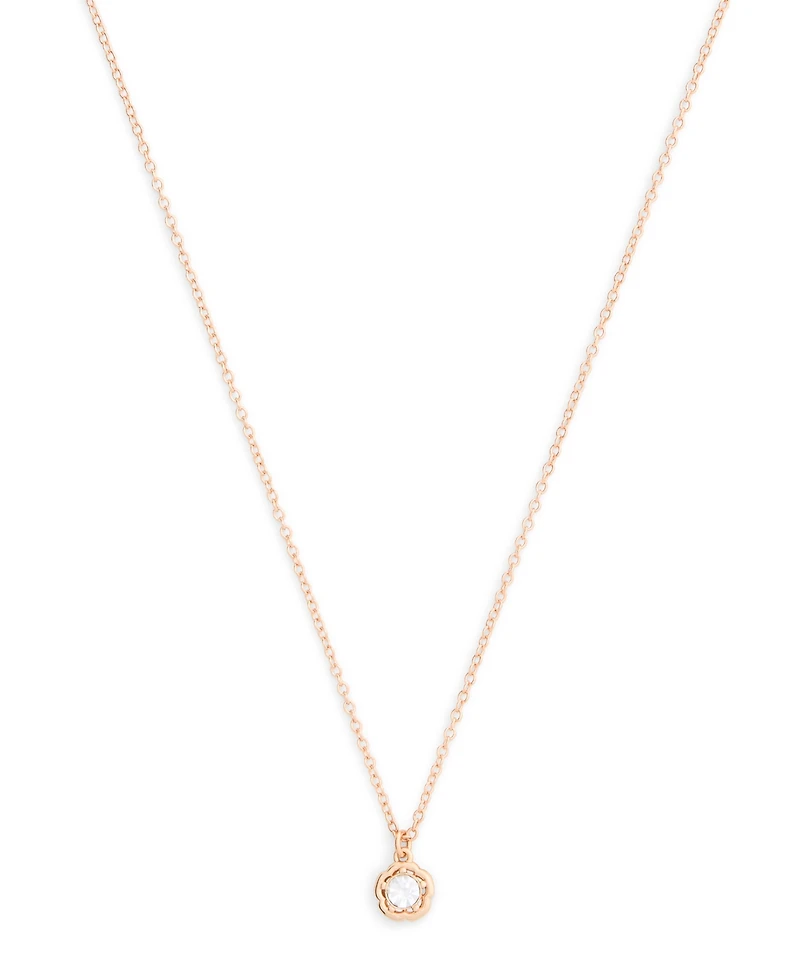 Coach Faux Stone Halo Tea Rose Pendant Necklace