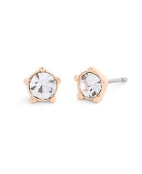 Coach Faux Stone Halo Tea Rose Stud Earrings