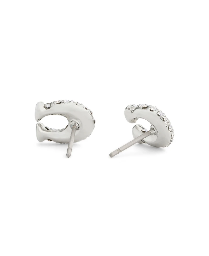 Coach Faux Stone Pave Signature C Stud Earrings