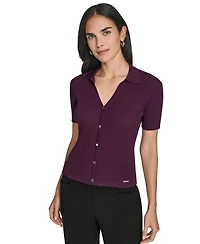 Calvin Klein Women's Collared Neck Short-Sleeve Sweater