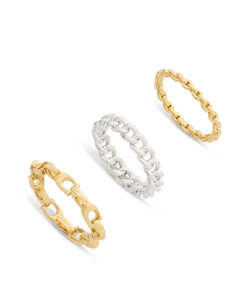 Coach Two-Tone Signature C Mixed Chain Ring Set