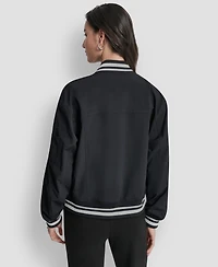 Dkny Women's 1989 Pins & Patches Snap-Front Varsity Jacket