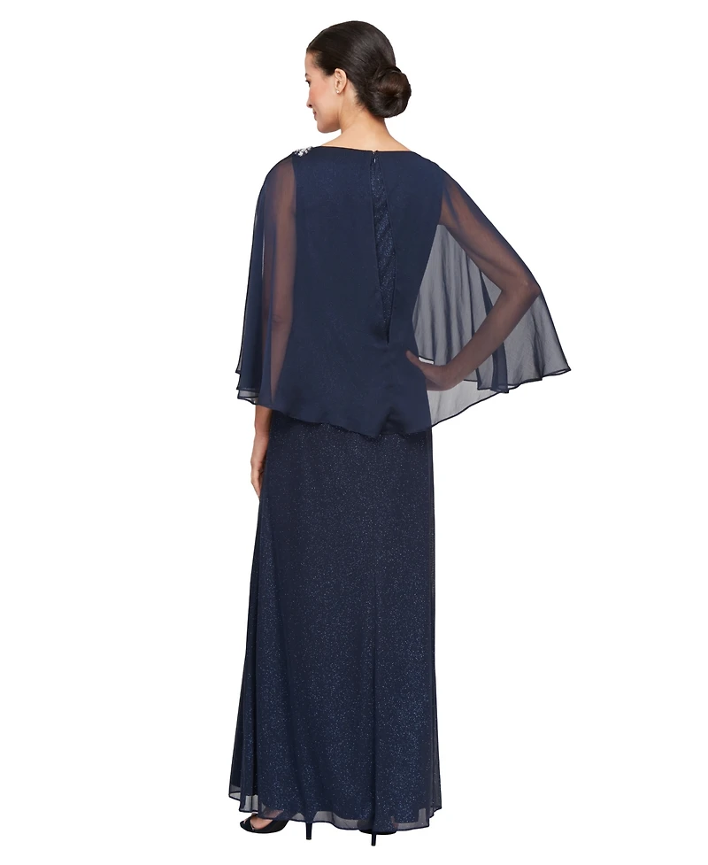 Sl Fashions Women's Long Glitter Mesh Dress