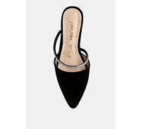 turnon velvet diamante detail flat mules
