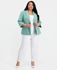 Kasper Plus Notch-Collar One-Button Blazer