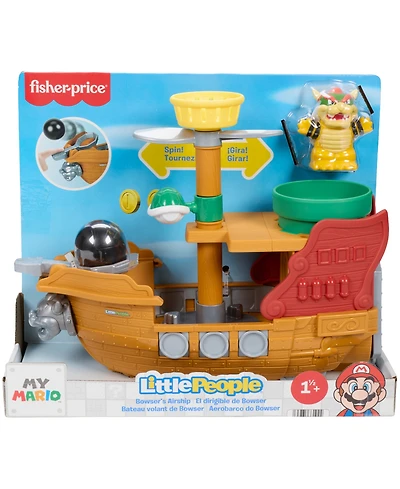 Fisher Price Little People My Mario Bowser's Airship & Figure Set Toddler Toy