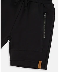 Deux par Deux Big Boys French Terry Shorts with Cross Seams Black