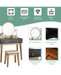 Volenca Makeup Vanity Set with Touch Dimming Mirror and 3 Color Lighting Modes