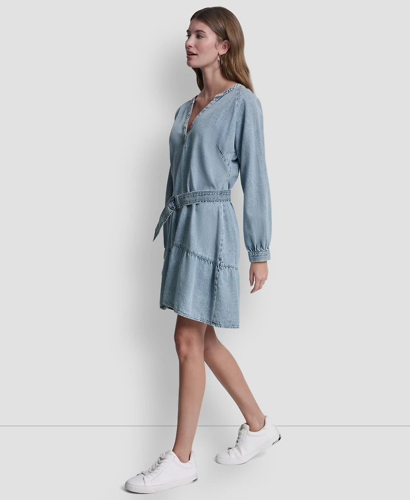 Dkny Jeans Women's V-Neck A-Line Dress