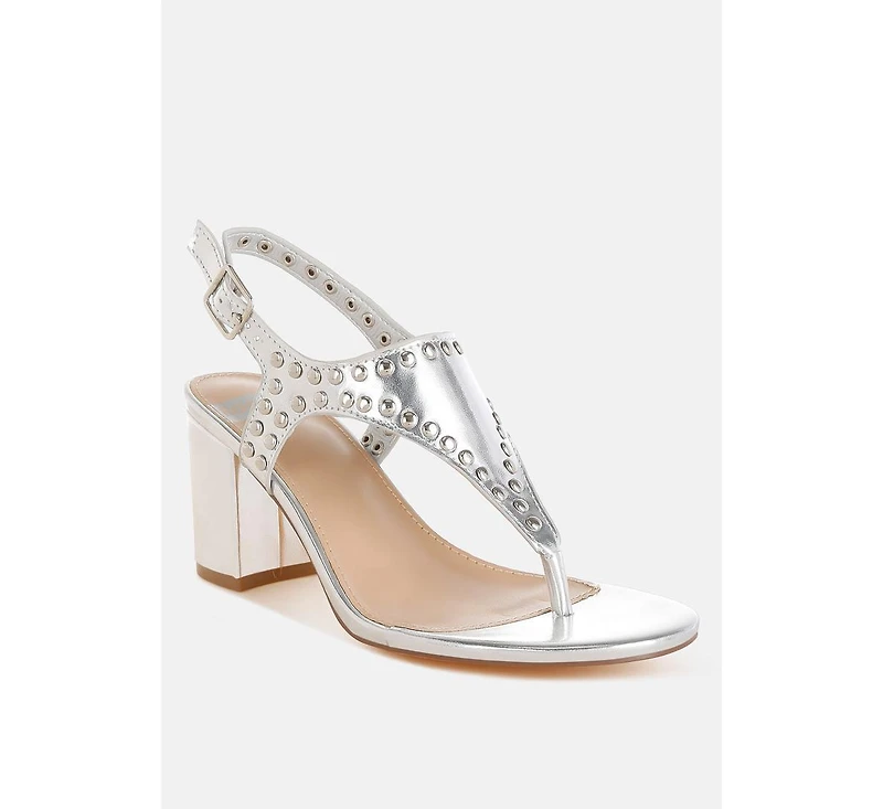 Chan Metallic Studded Statement Heels