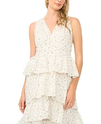 1.state Women's Cascading V-Neck Ruffle Maxi Dress