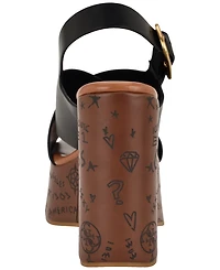 Guess Women's Yarisel Logo-Embossed Round Toe Wedge Sandals