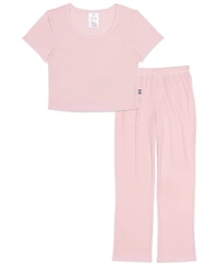 Splendid Girls' 6-16 Heart Pointelle Round Neck T-Shirt & Pants, 2-Piece Set