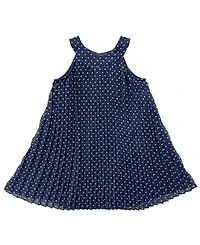 Blueberi Boulevard Girls' 2T-6X Pindot Pleated Chiffon Swing Sleeveless Dress with Hat