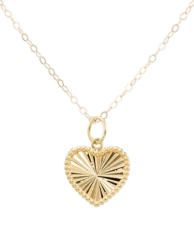 Macy's Textured Heart Pendant Necklace in 10k Yellow Gold