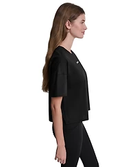 Dkny Sport Women's Metallic Bubble Logo Drop Shoulder Pull-On T-Shirt