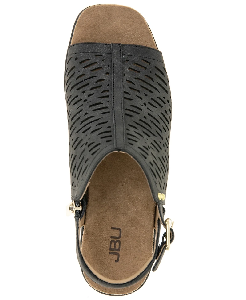 Jbu Women's Tessa Shooties Round Toe Wedge Sandals