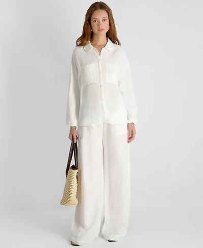 French Connection Women's Cooper Linen Strapless Oversized Blouson Top