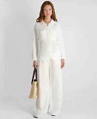 French Connection Women's Cooper Linen Strapless Oversized Blouson Top