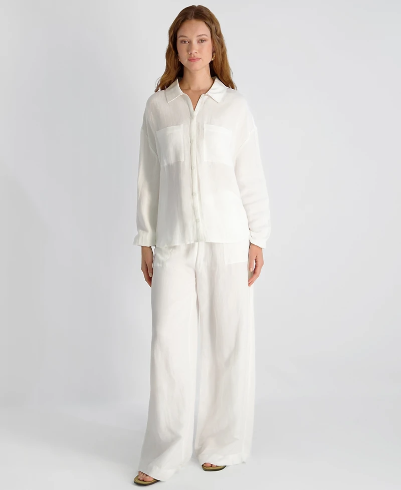 French Connection Women's Cooper Linen-Blend Wide-Leg Pants