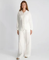 French Connection Women's Cooper Linen-Blend Wide-Leg Pants