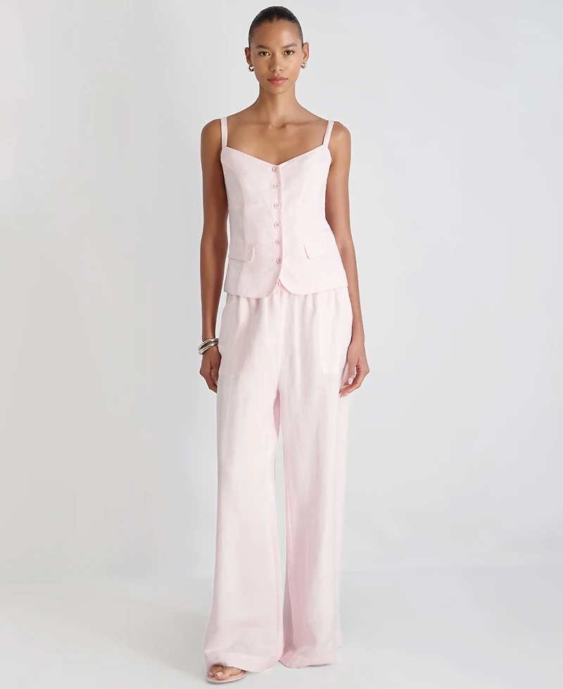 French Connection Women's Cooper Linen-Blend Wide-Leg Pants