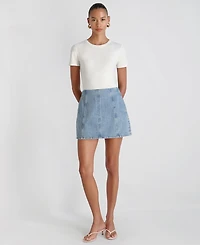 French Connection Women's 90s Denim Multi Seam Mini Skirt