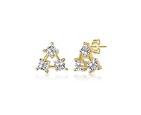 Rachel Glauber Brilliant Square Cz Triangle Earrings in 14K Gold Plated