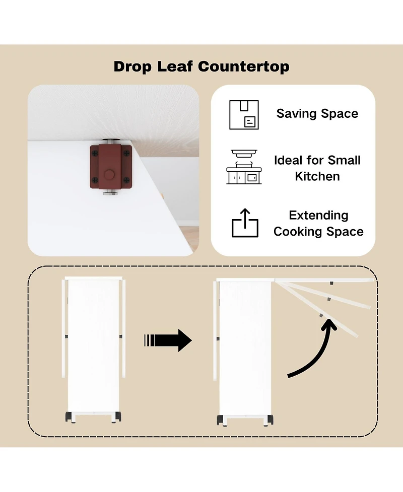 Folding Dining Table with Drawers and Cabinets