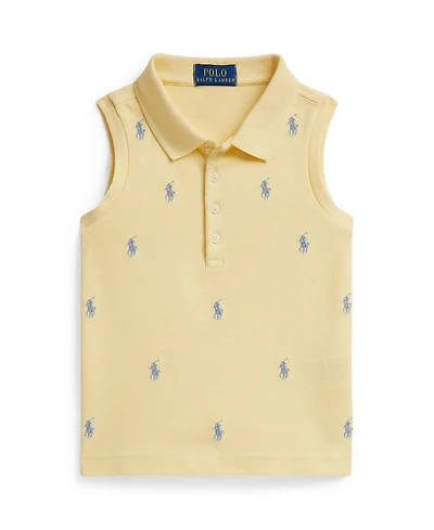 Polo Ralph Lauren Girls' 2-6X Stretch Mesh Four-Button Placket Shirt